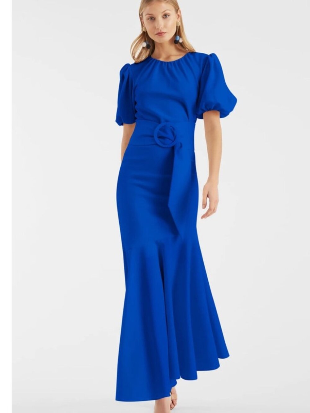 Sachin + Babi Camila Belted Short Sleeve Ruffle Hem Dress Cobalt 22W NWT